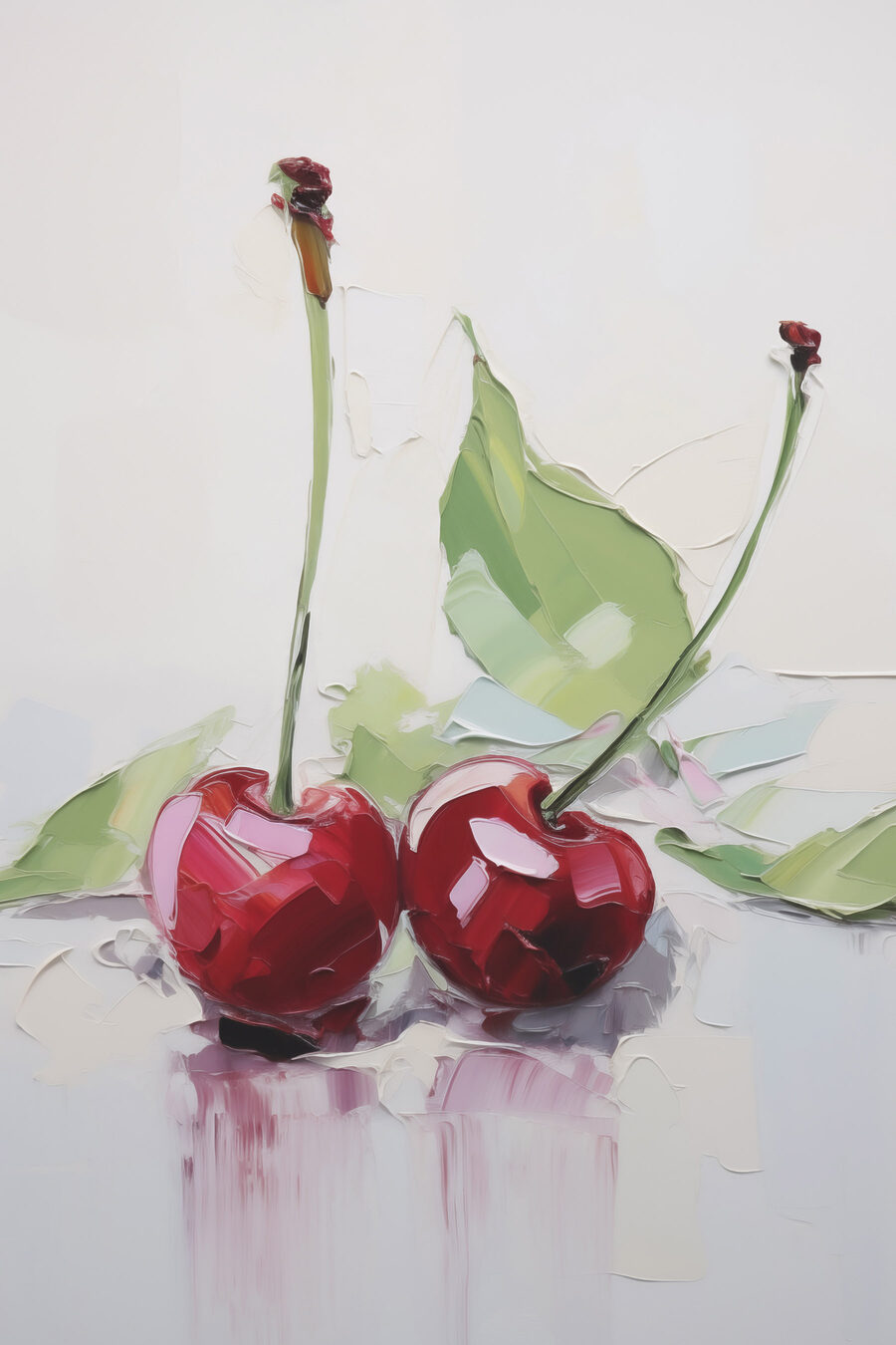 Twee kersen met blad — volledig ontwerp