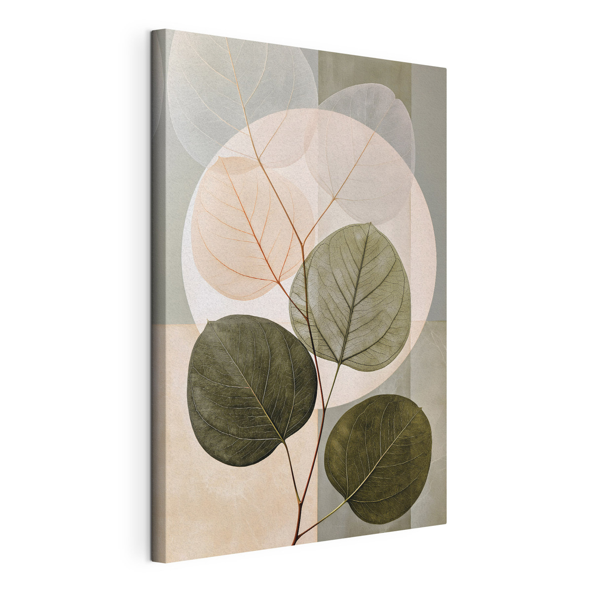 Abstracte bladeren, gespannen canvas met doorlopende rand