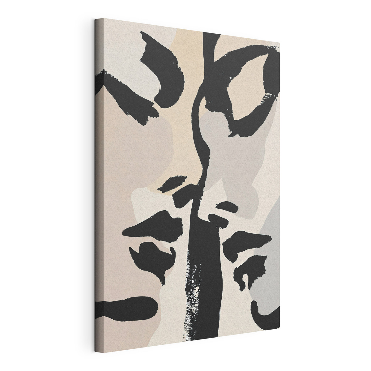 Abstracte gezichten, gespannen canvas met doorlopende rand