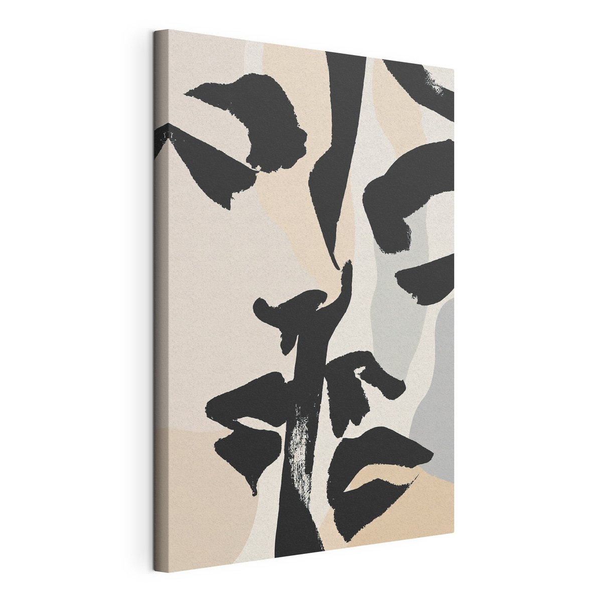 Abstracte gezichten, gespannen canvas met doorlopende rand