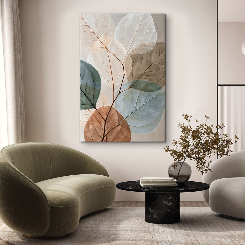 Bladskeletten in zachte kleurlagen — interieur 1