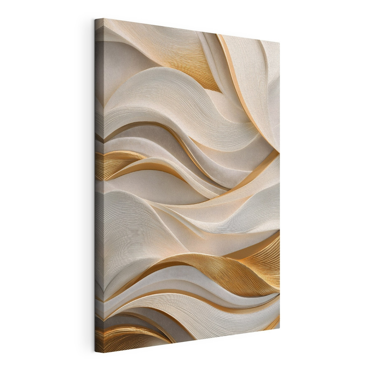 Elegante golven met een volumineuze look, gespannen canvas met doorlopende rand