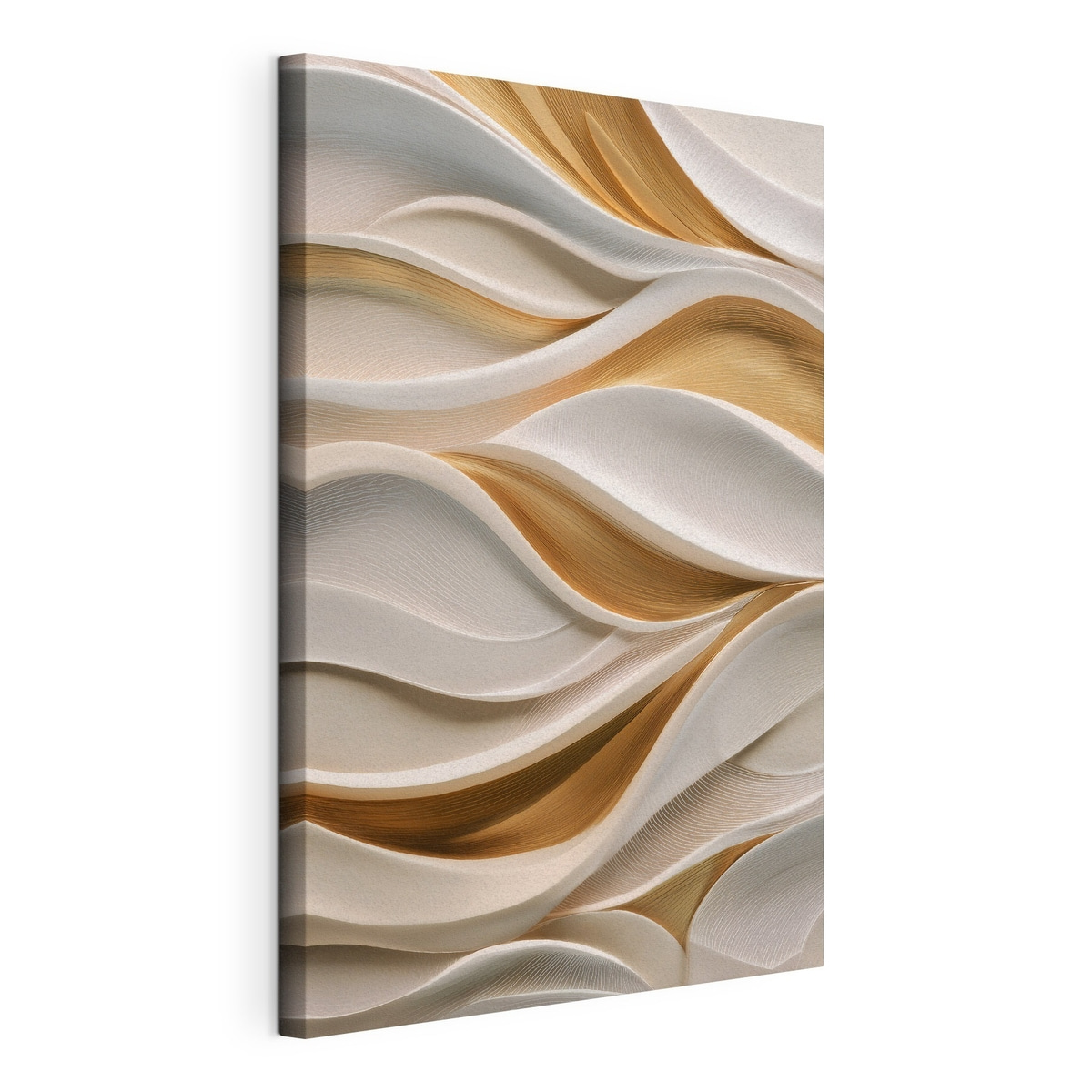 Elegante golven met een volumineuze look, gespannen canvas met doorlopende rand