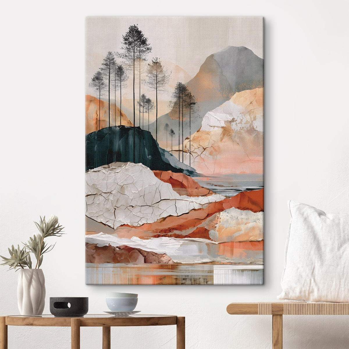 Een abstract landschap met textuur en bomen — interieur 1