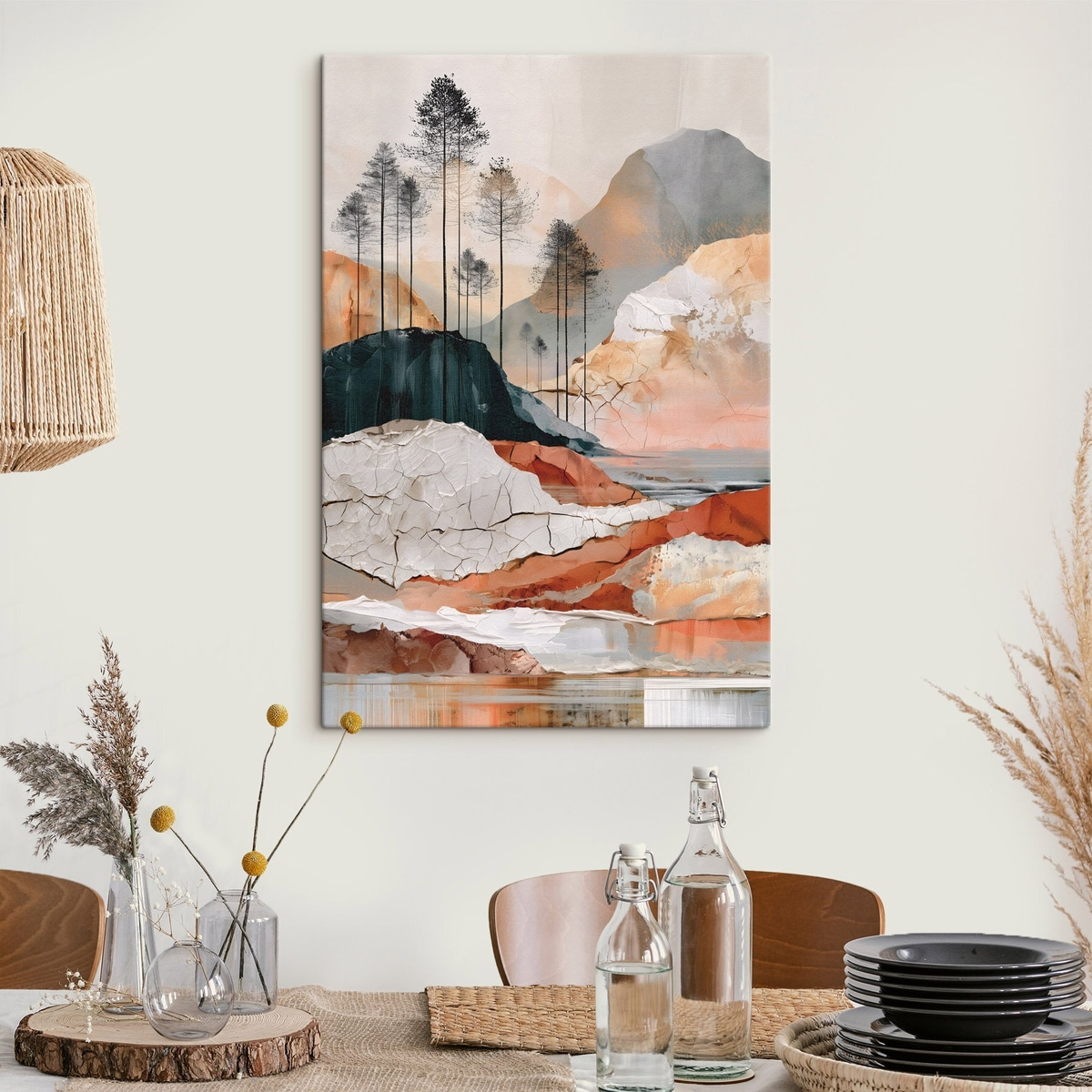Een abstract landschap met textuur en bomen — interieur 2