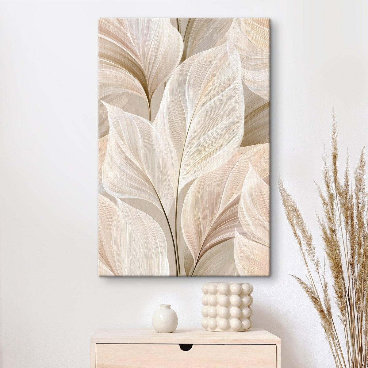 Fijne blaadjes in beige tinten — interieur 1
