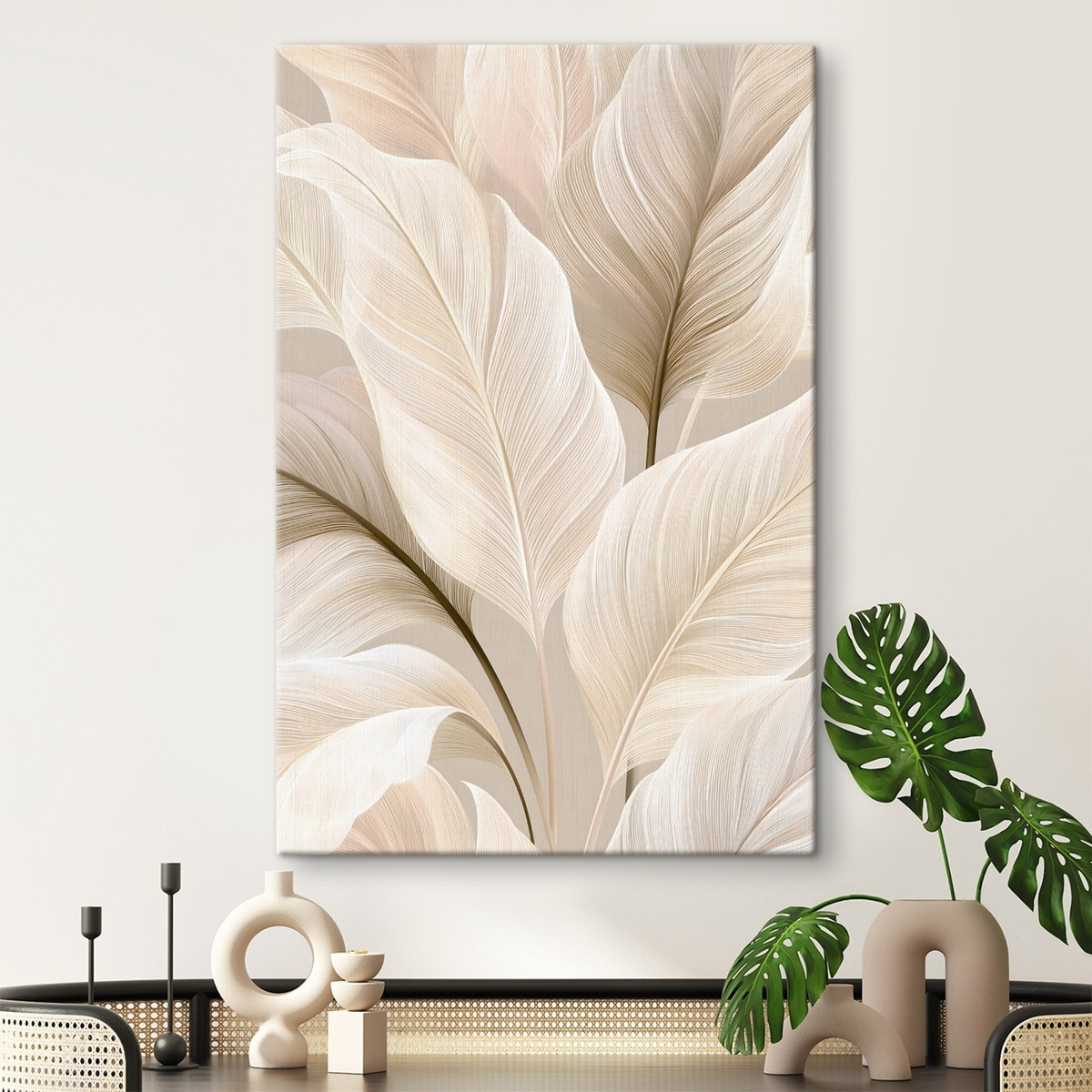 Fijne blaadjes in beige tinten — interieur 1