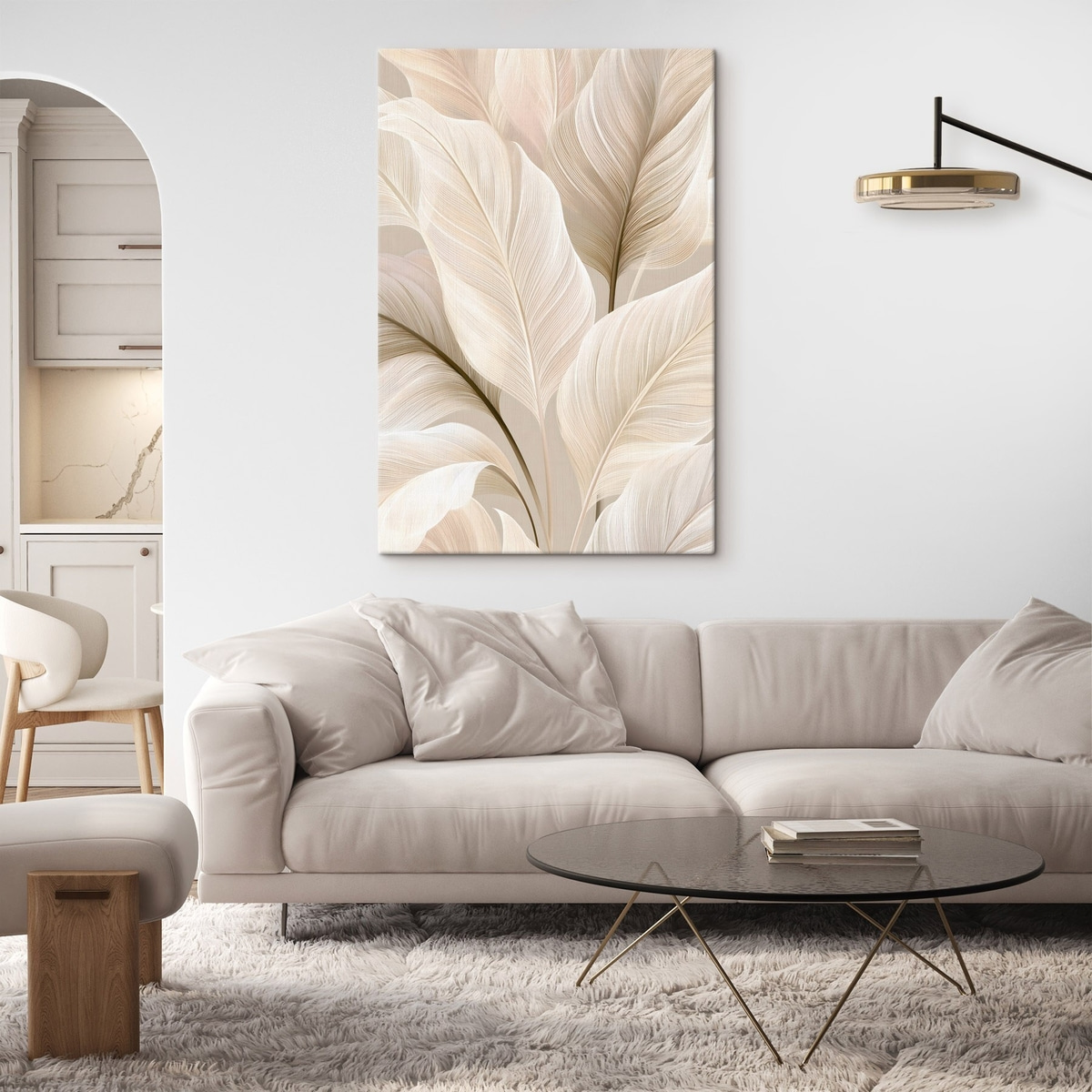 Fijne blaadjes in beige tinten — interieur 2