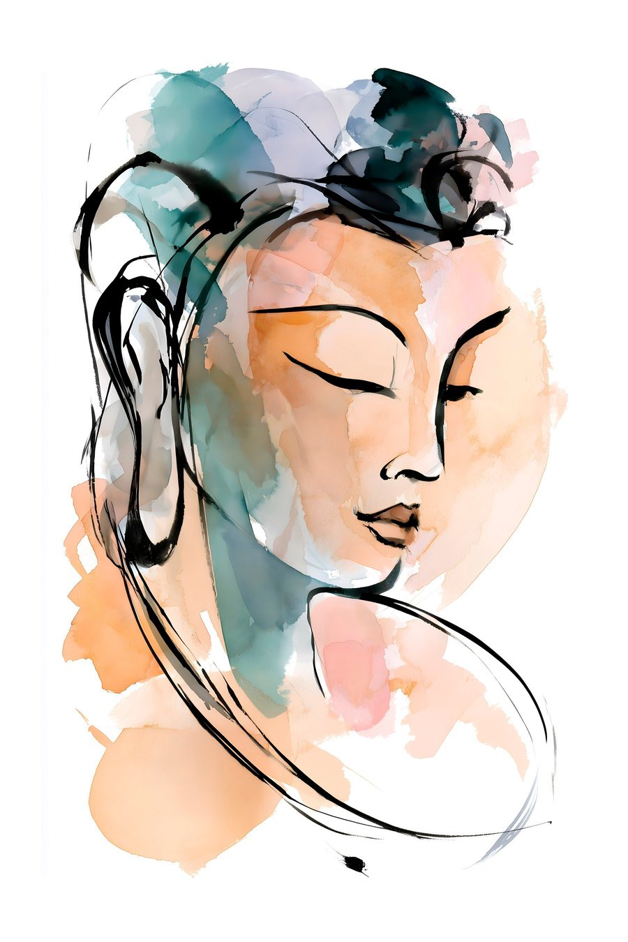 Een tekening van de Boeddha in aquarelstijl — volledig ontwerp