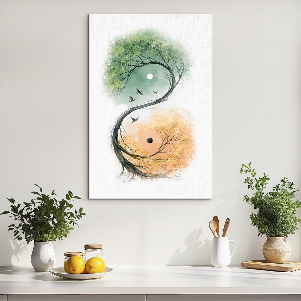 Een boom die in de vorm van het yin-yang-symbool is gebogen — interieur 1
