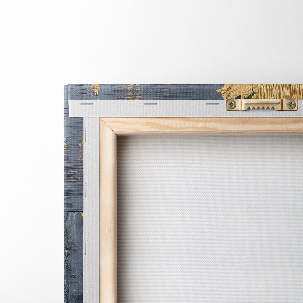 Een abstract schilderij met een streep en gesimuleerde penseelstreken — achterkant
