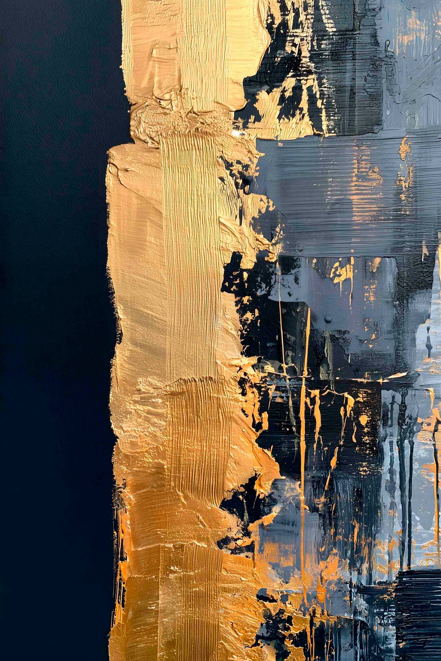 Een abstract schilderij met een streep en gesimuleerde penseelstreken — volledig ontwerp