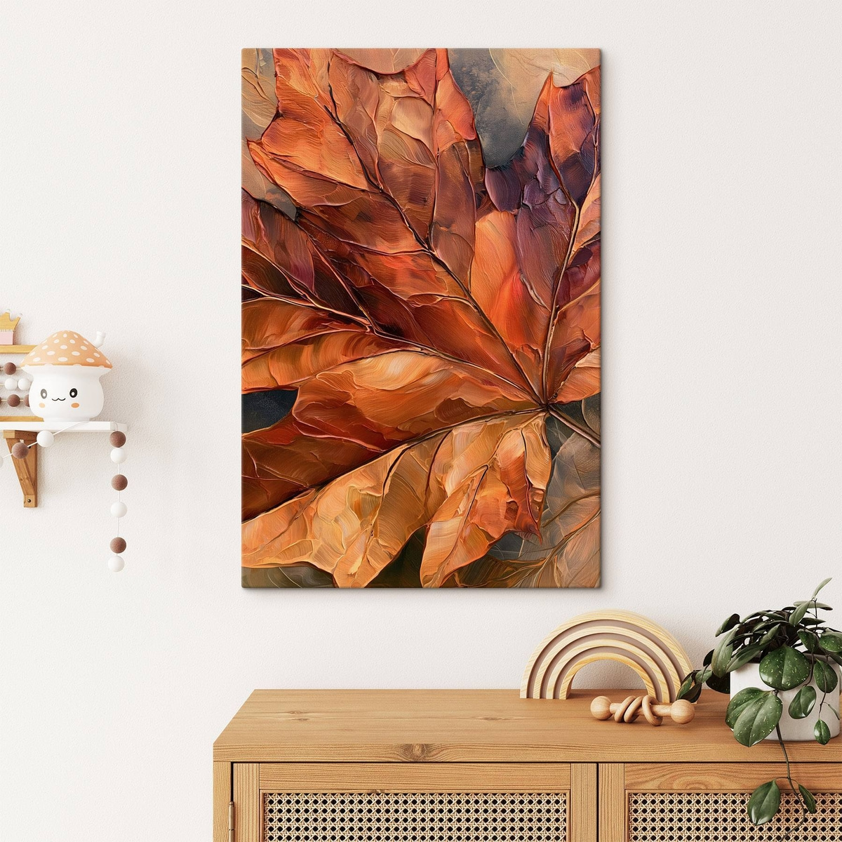 Een groot herfstblad van een esdoorn — interieur 1