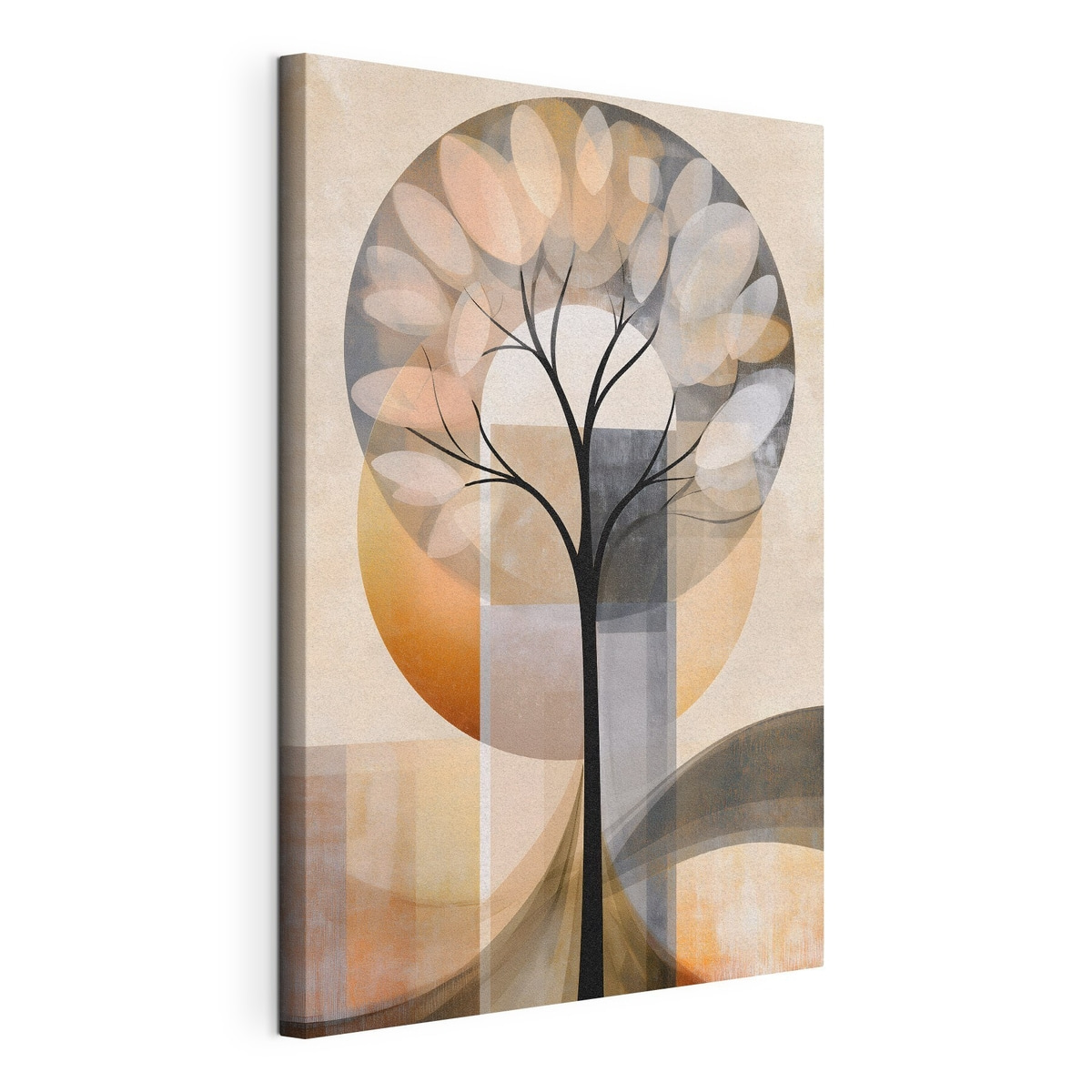 Een abstracte boom in Scandinavische stijl, gespannen canvas met doorlopende rand