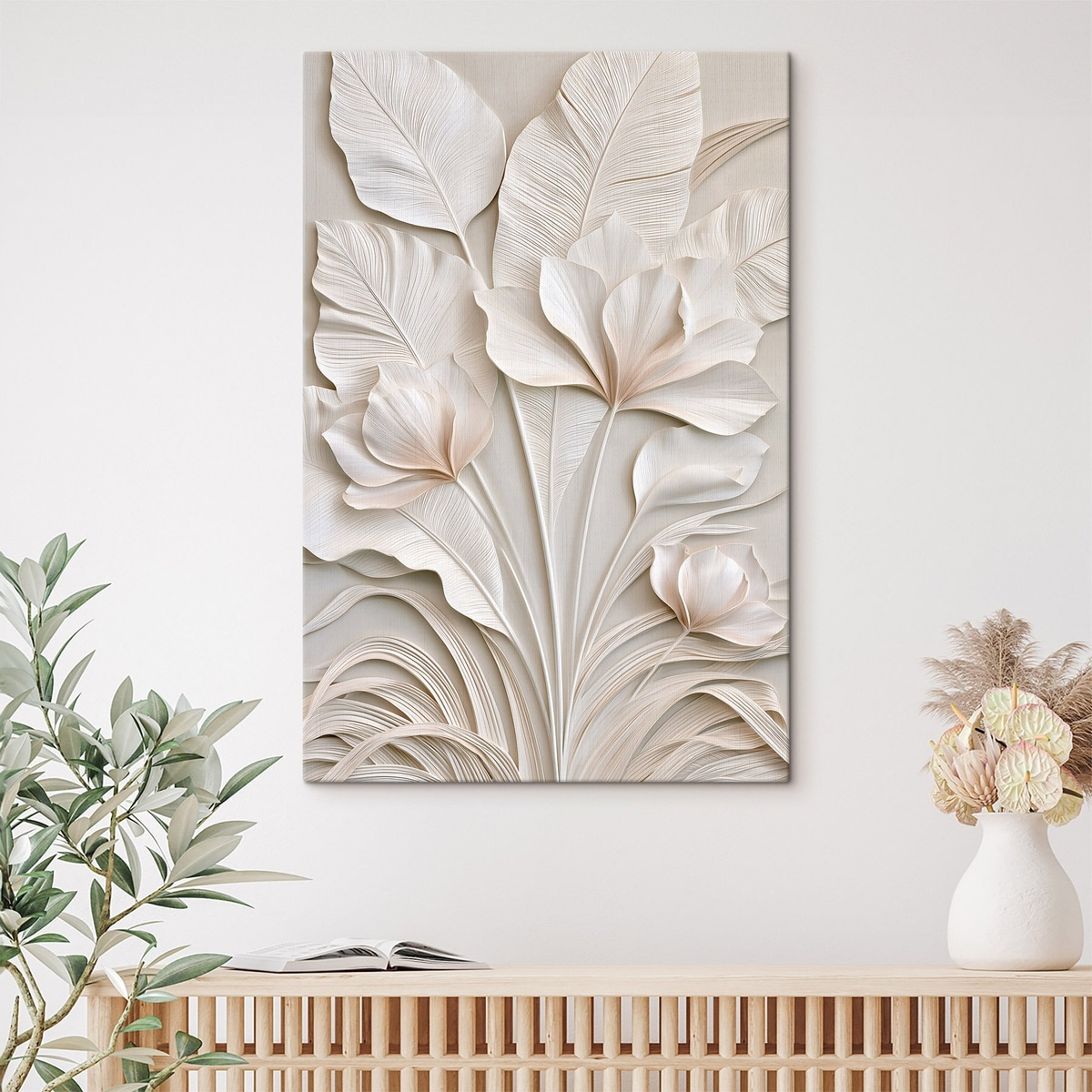 Tropische bloemen in bas-reliëfstijl — interieur 1