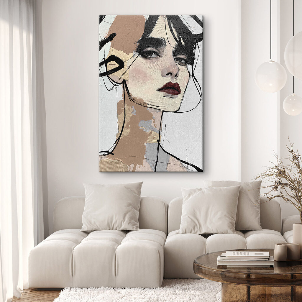 Vrouwenblik in ruwe tekenlijnen — interieur 2