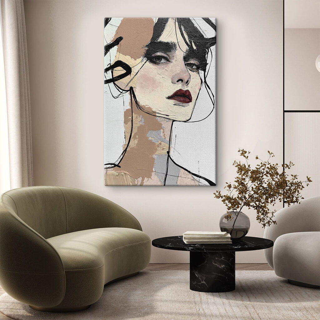 Vrouwenblik in ruwe tekenlijnen — interieur 3