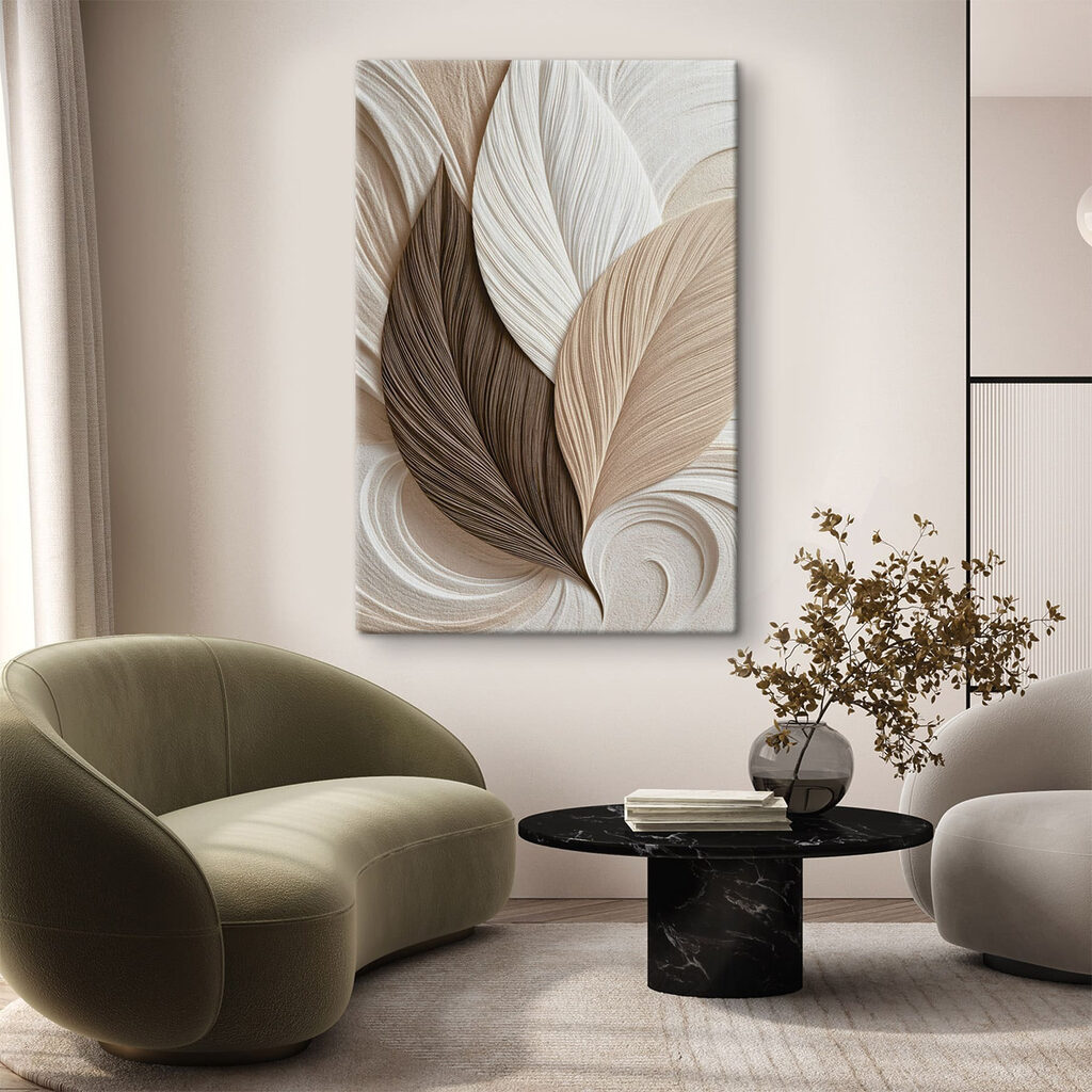 Lange bladribbels in zandtinten — interieur 2