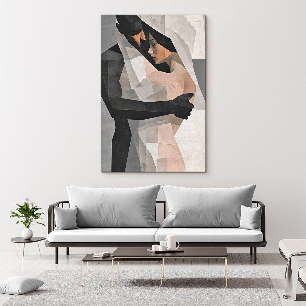 Omhelzend paar in facetten — interieur 2