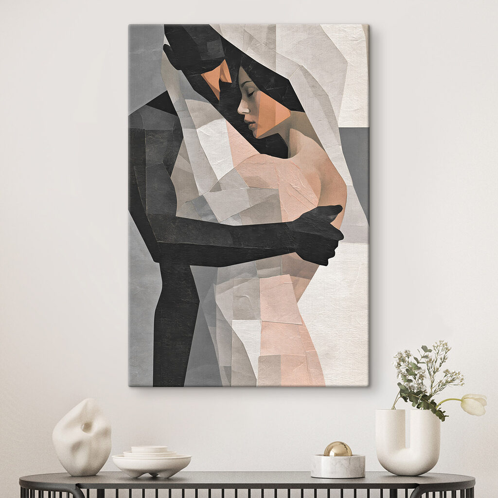 Omhelzend paar in facetten — interieur 3
