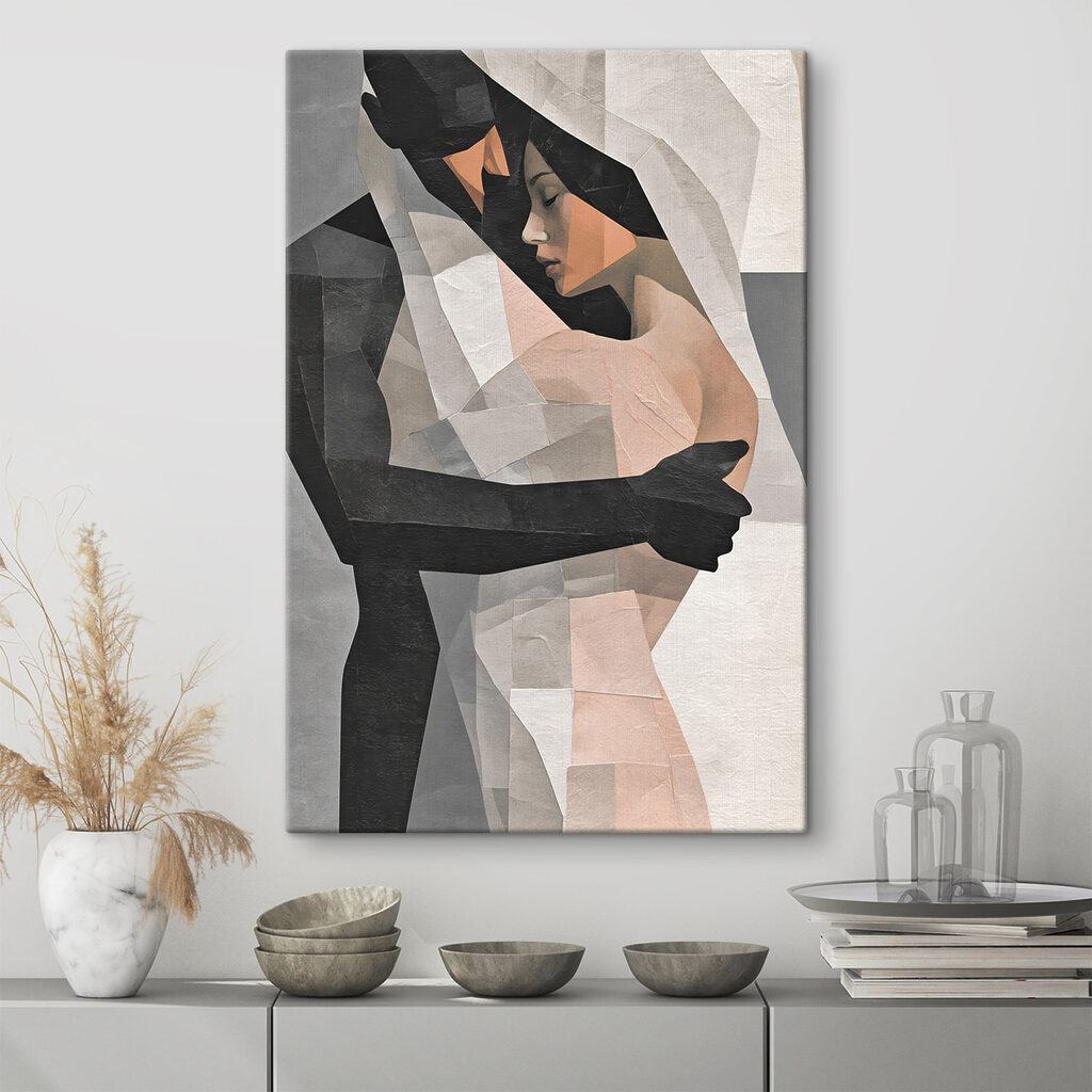 Omhelzend paar in facetten — interieur 1