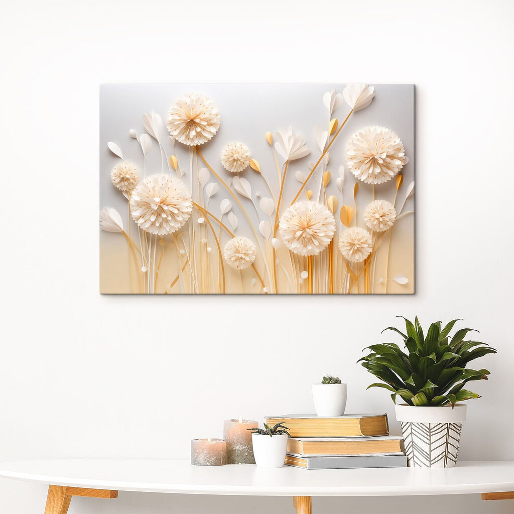 Witte bloemschermen langs goud — interieur 3