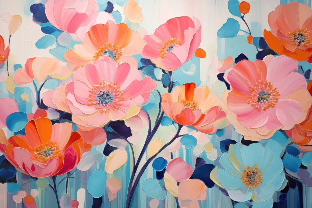 Bloemen in vrolijke verftinten — volledig ontwerp