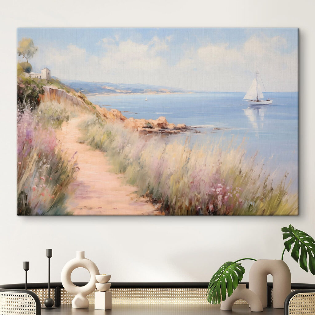 Kustpad langs blauwe stilte — interieur 1
