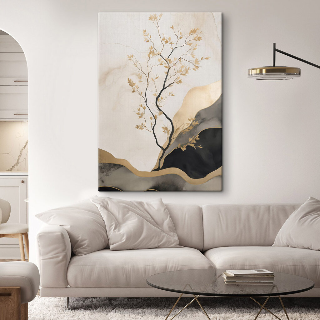 Boom tussen zwarte heuvels — interieur 1