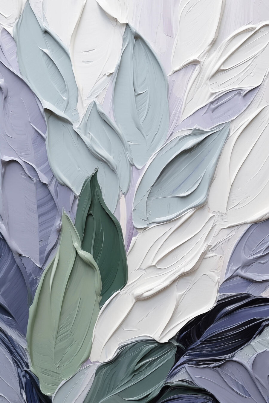 Bladeren in blauwgroene verf — volledig ontwerp