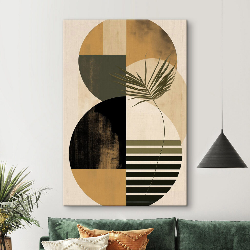Palmblad boven gestreepte vlakken — interieur 2