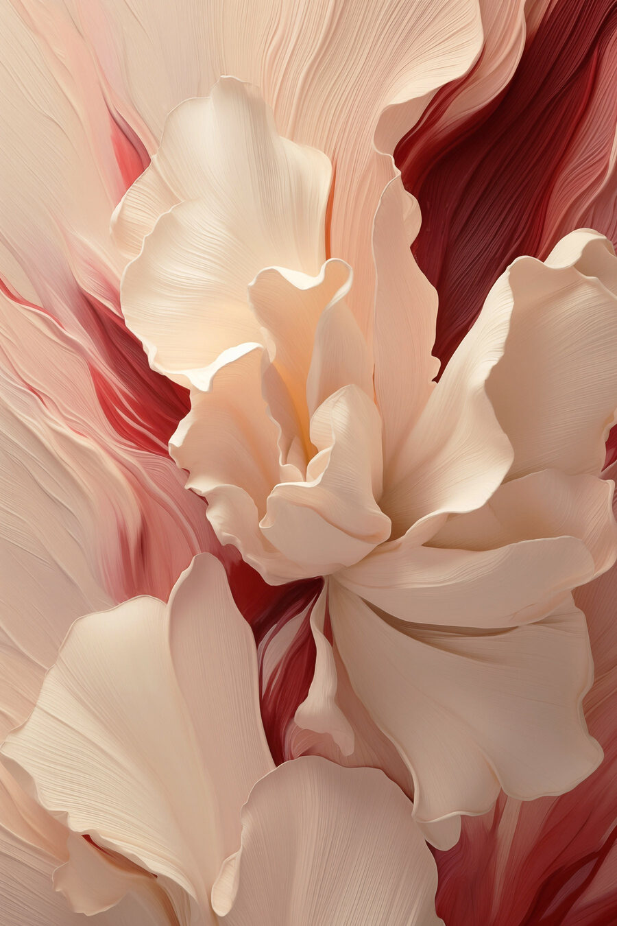 Bloemvormen met rode diepte — volledig ontwerp