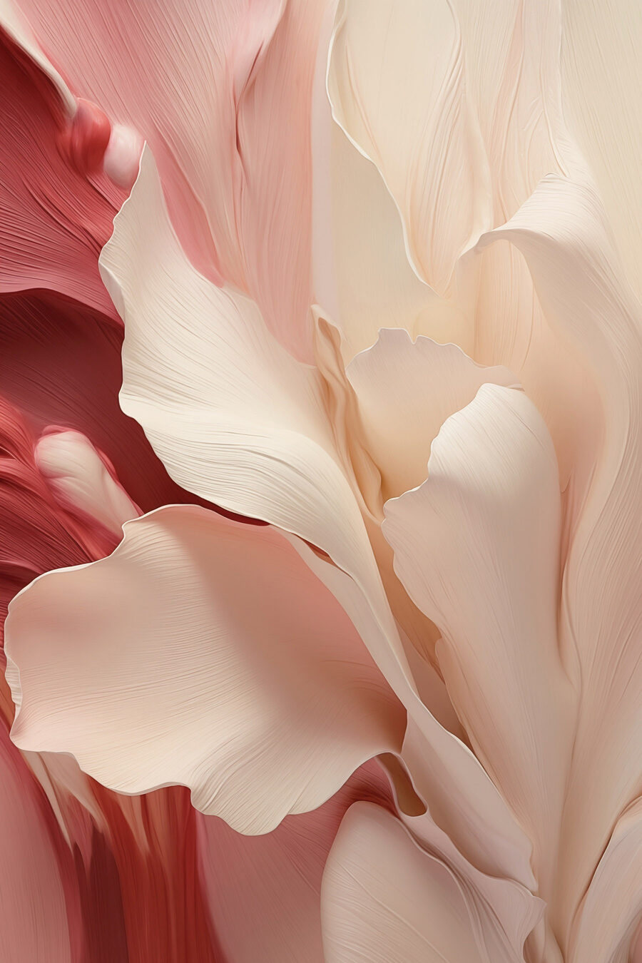 Roomwitte bloem in rood — volledig ontwerp