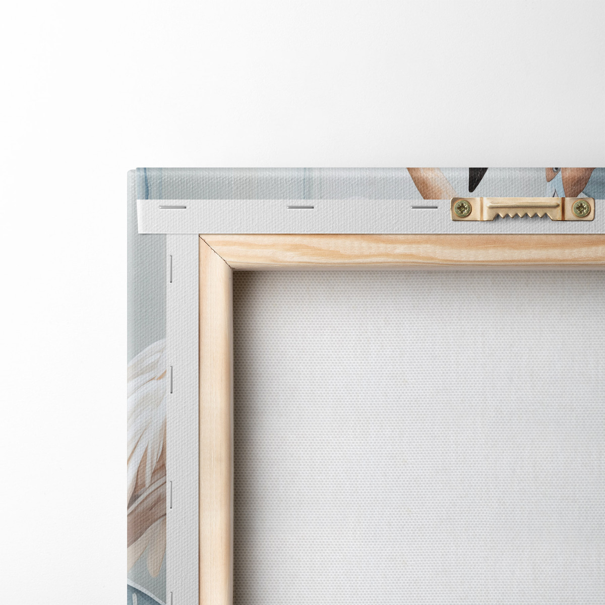 Flamingo's met tropische bladeren, pastelkleuren — achterkant