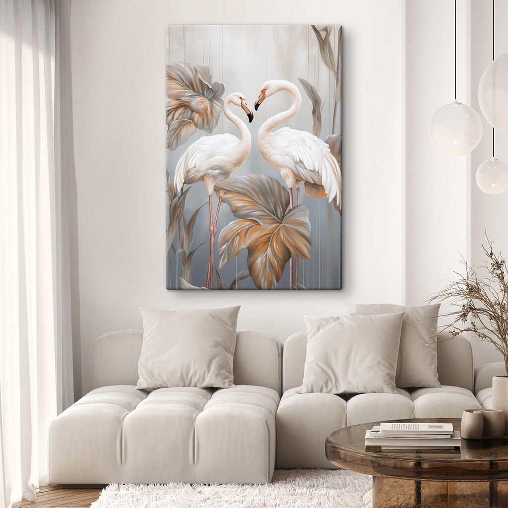 Witte flamingo's tussen bladeren — interieur 1