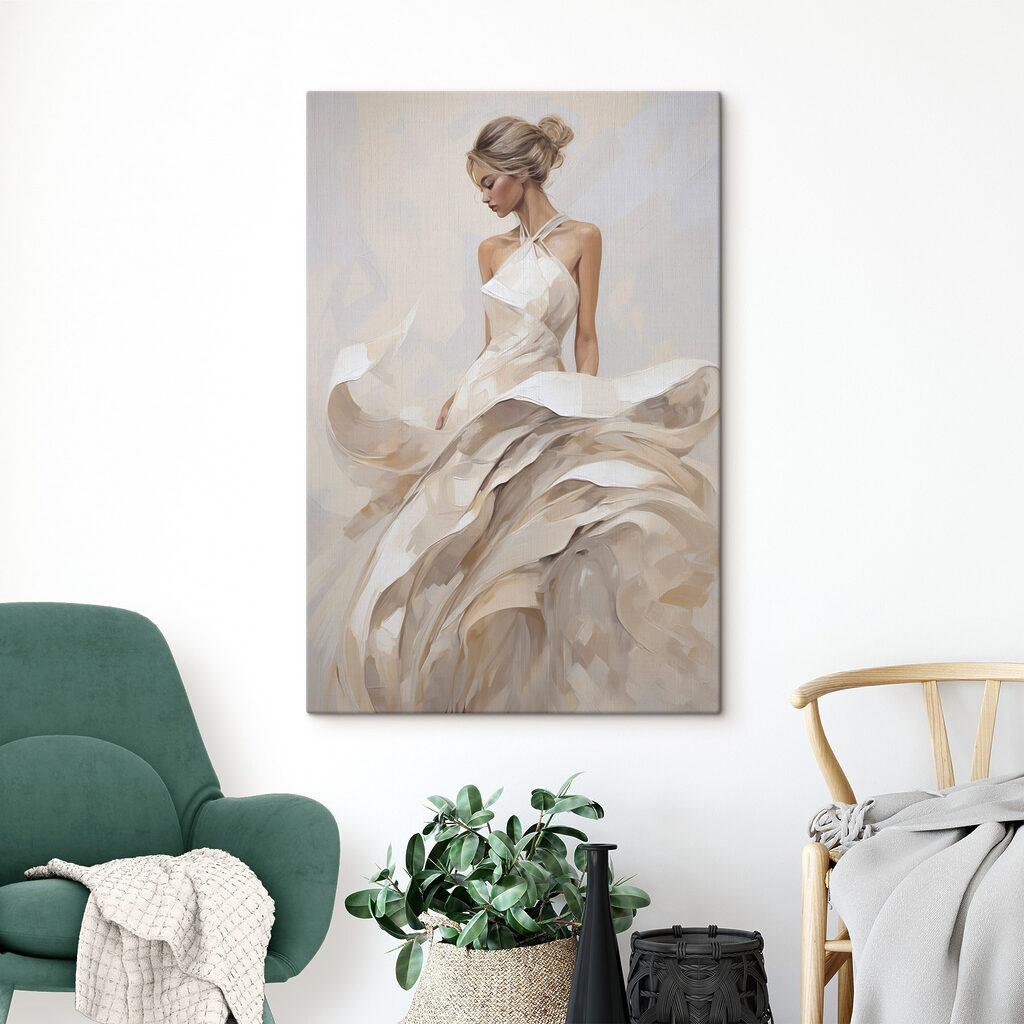 Vrouw in uitwaaierende jurk — interieur 2