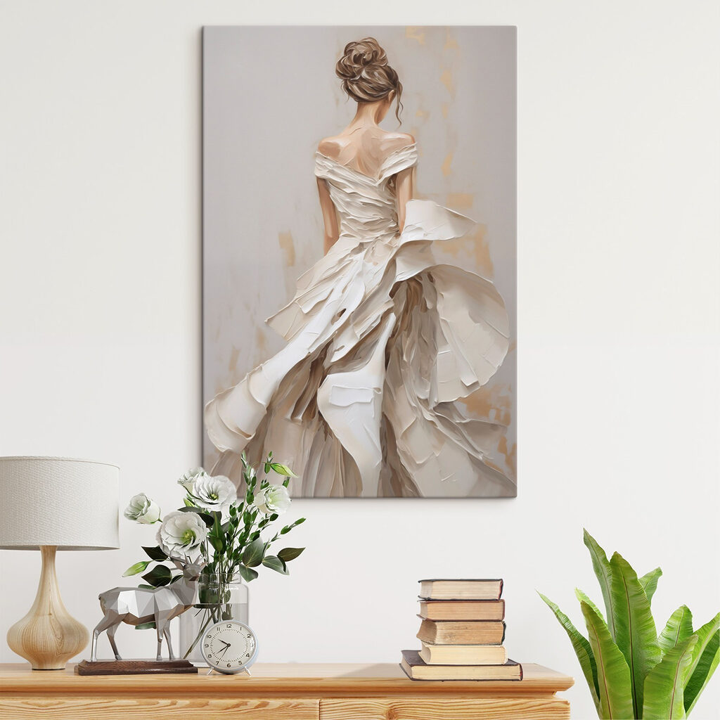 Rug in geplooid wit — interieur 1