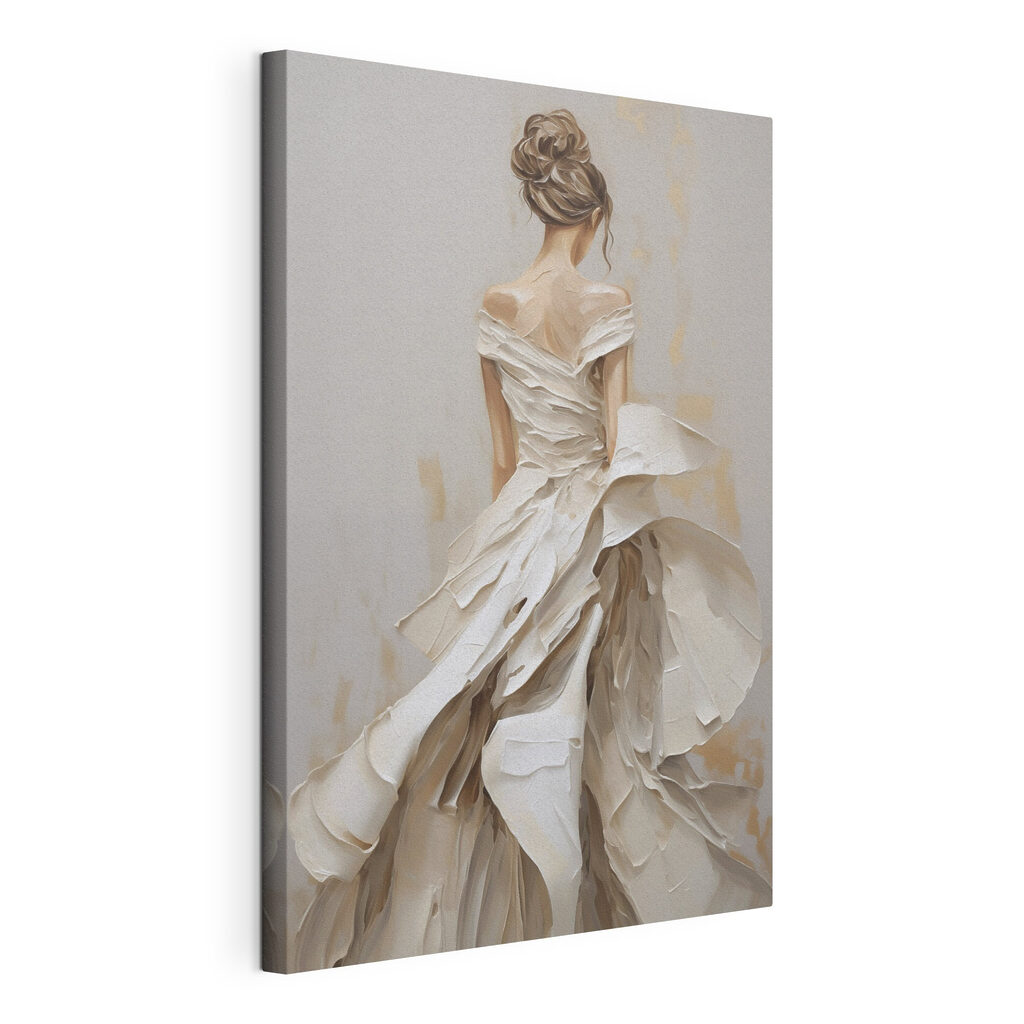 Rug in geplooid wit, gespannen canvas met doorlopende rand