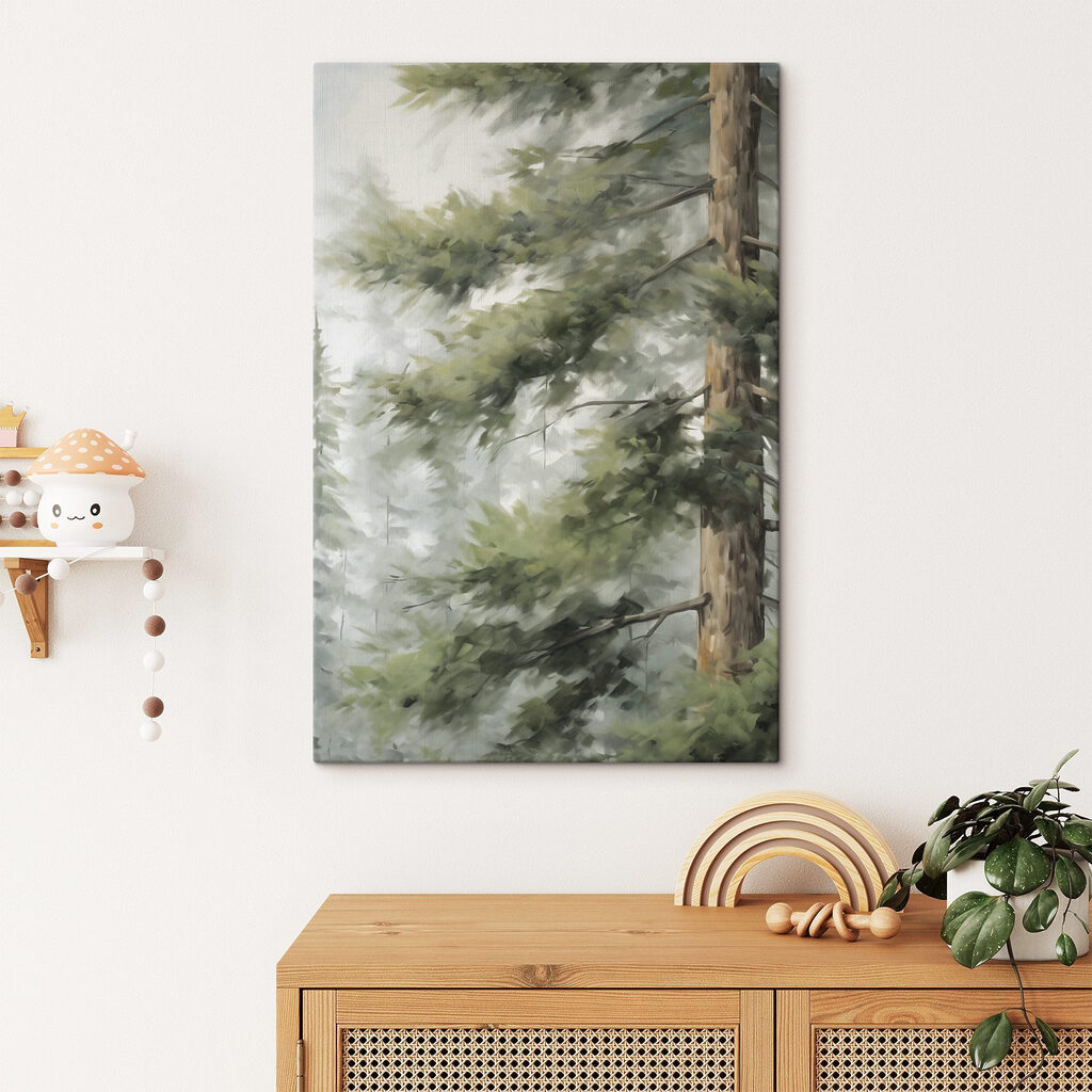 Groene takken bij boomstam — interieur 2