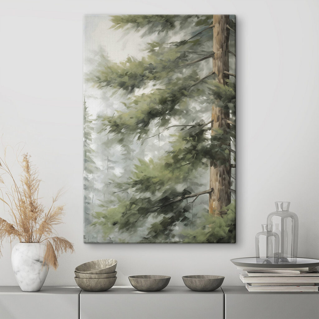 Groene takken bij boomstam — interieur 1