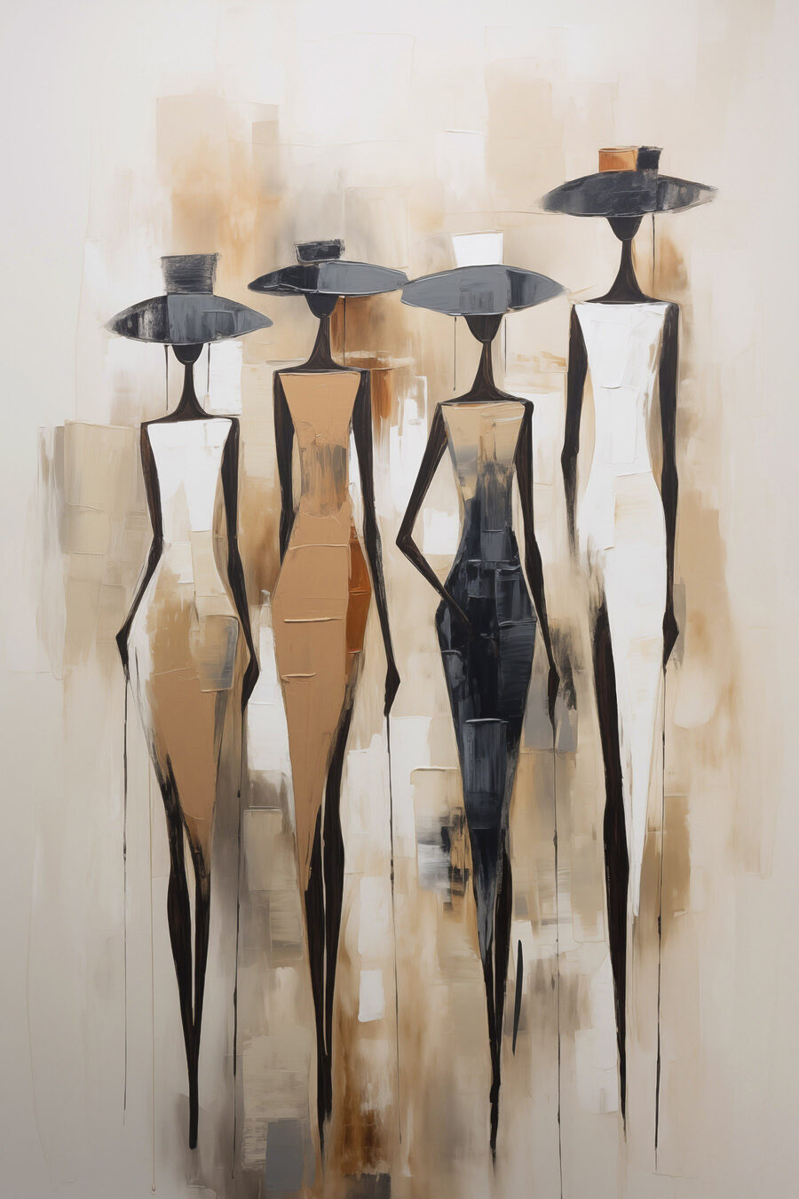 Hoge hoeden, lange figuren — volledig ontwerp