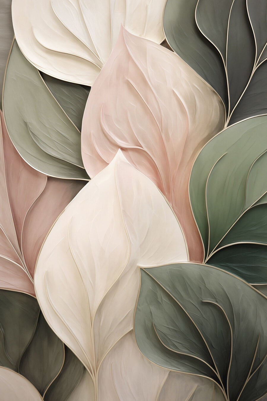 Brede bladeren in pastel — volledig ontwerp