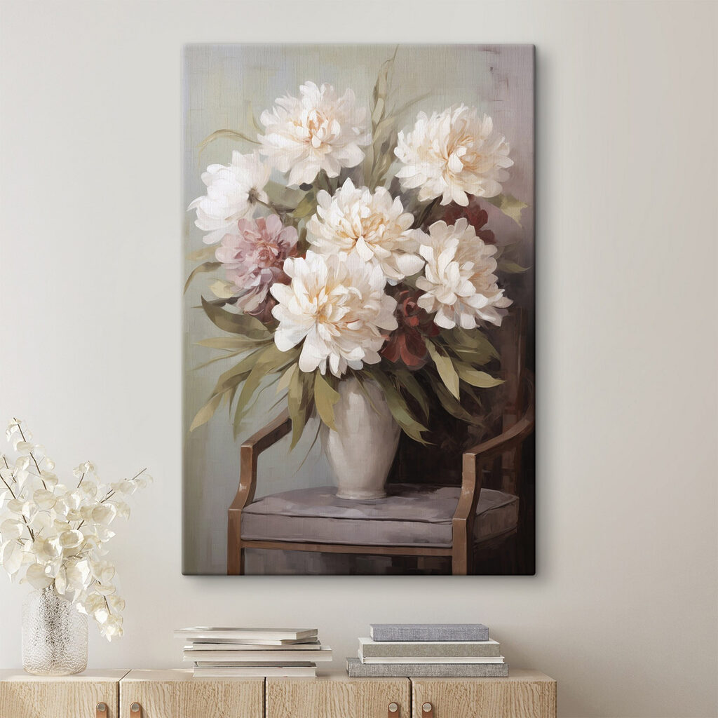 Bloemenvaas op houten stoel — interieur 2