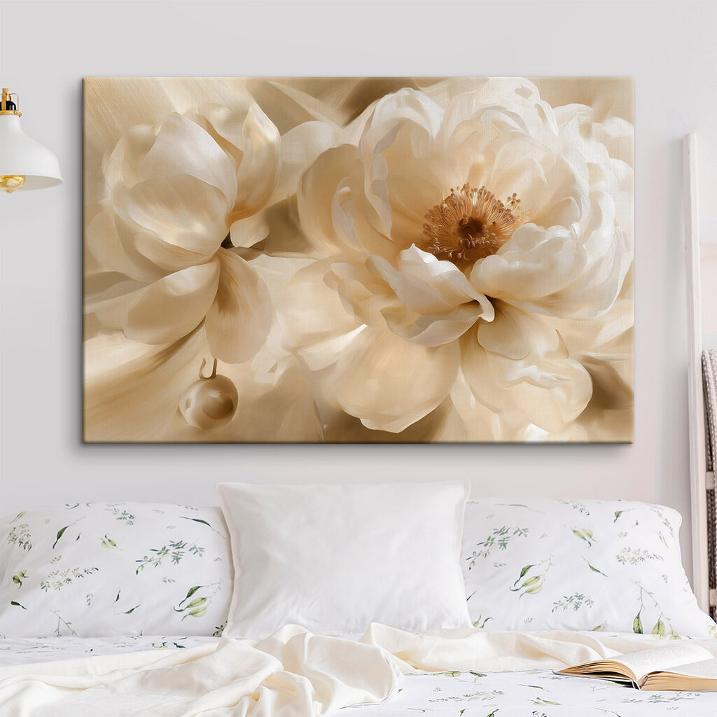 Roomwitte pioenen van dichtbij — interieur 1