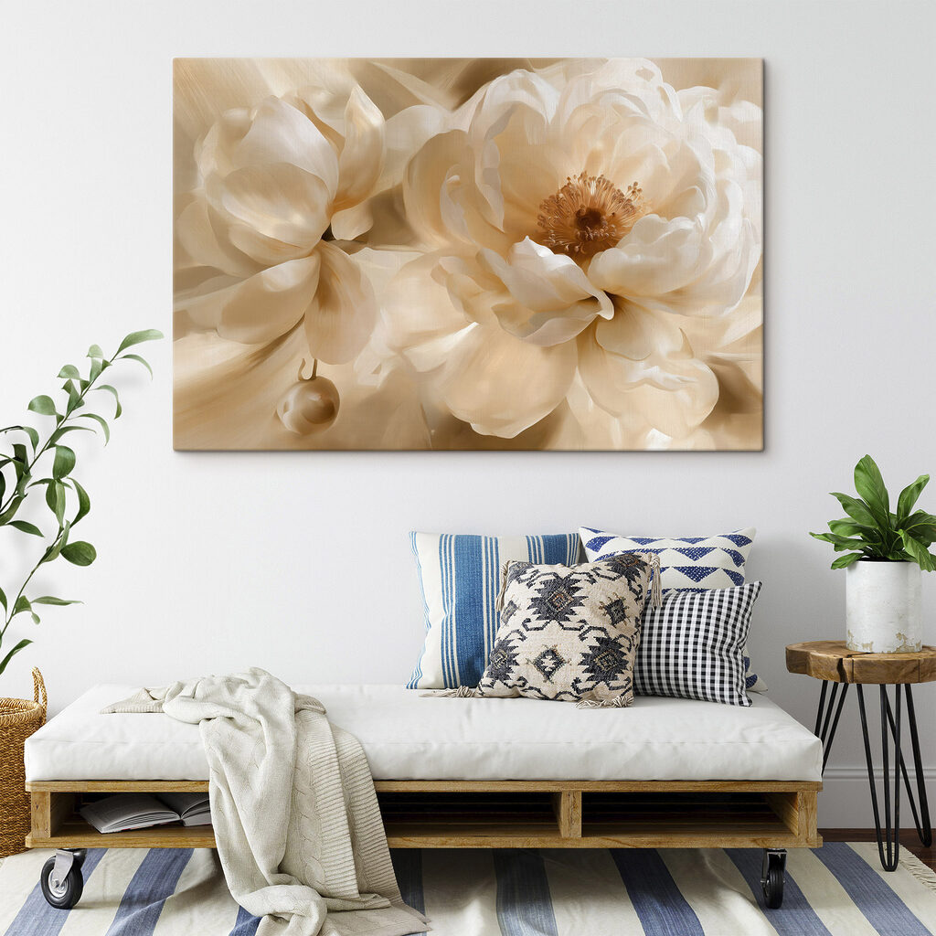 Roomwitte pioenen van dichtbij — interieur 2