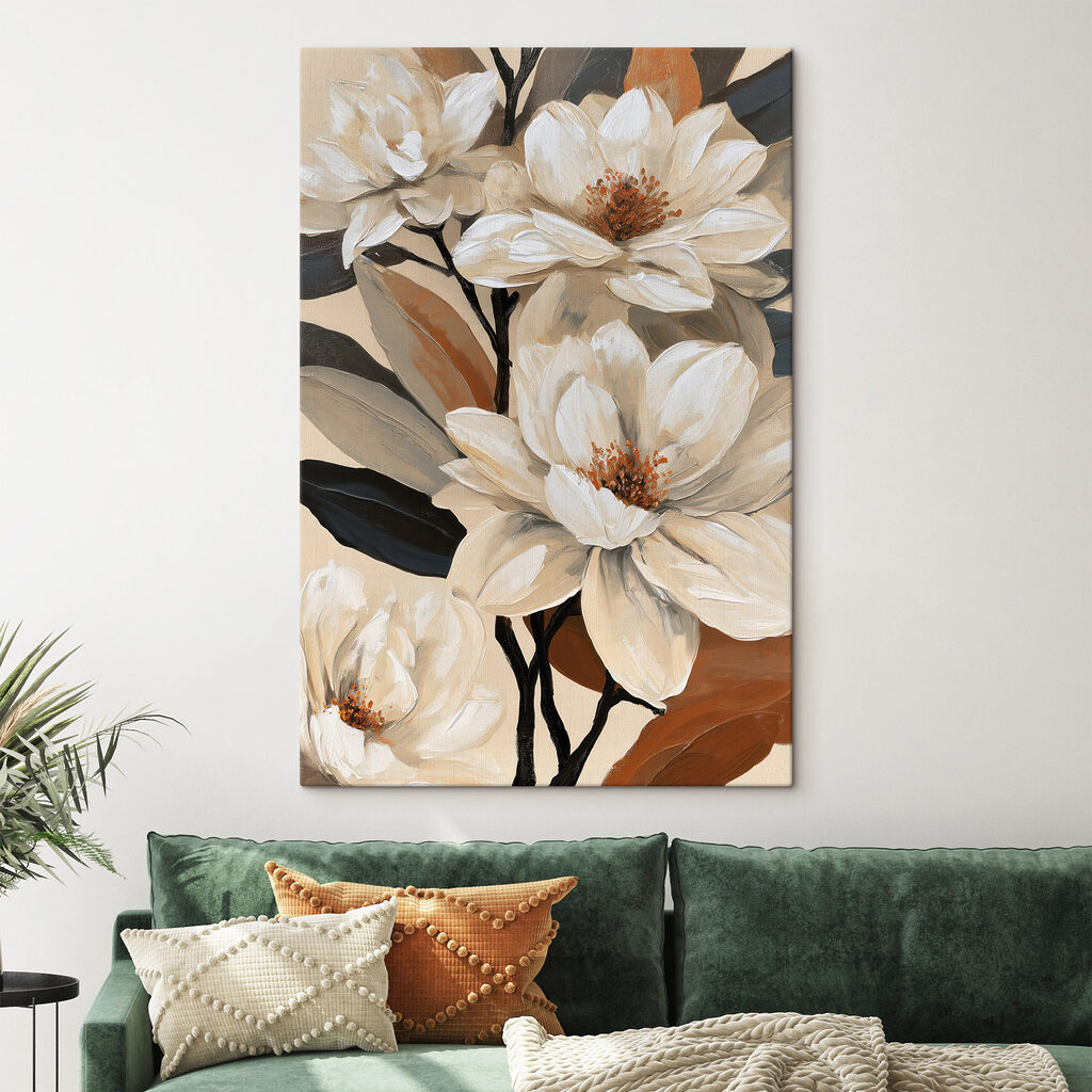 Witte bloemen, donkere takken — interieur 2