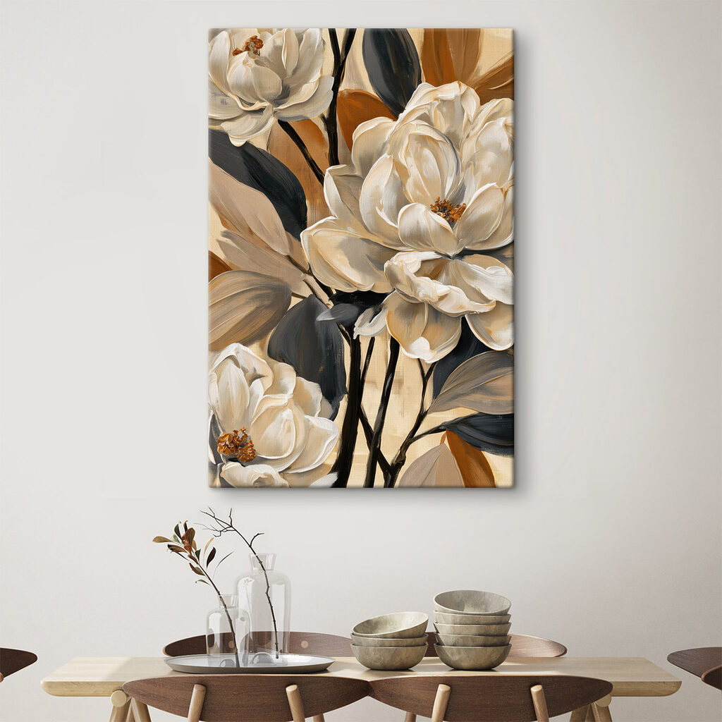 Roomwitte bloemen tussen oker — interieur 2