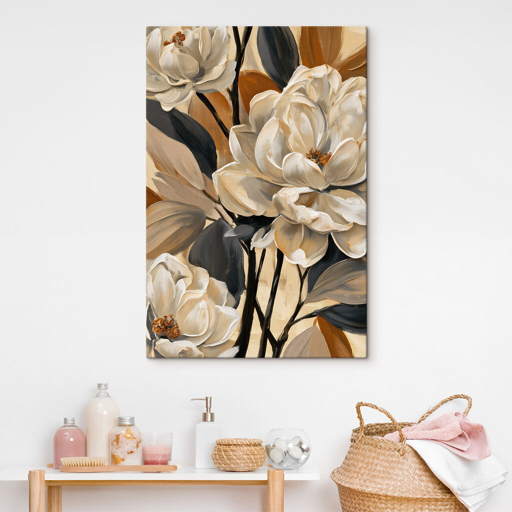 Roomwitte bloemen tussen oker — interieur 1