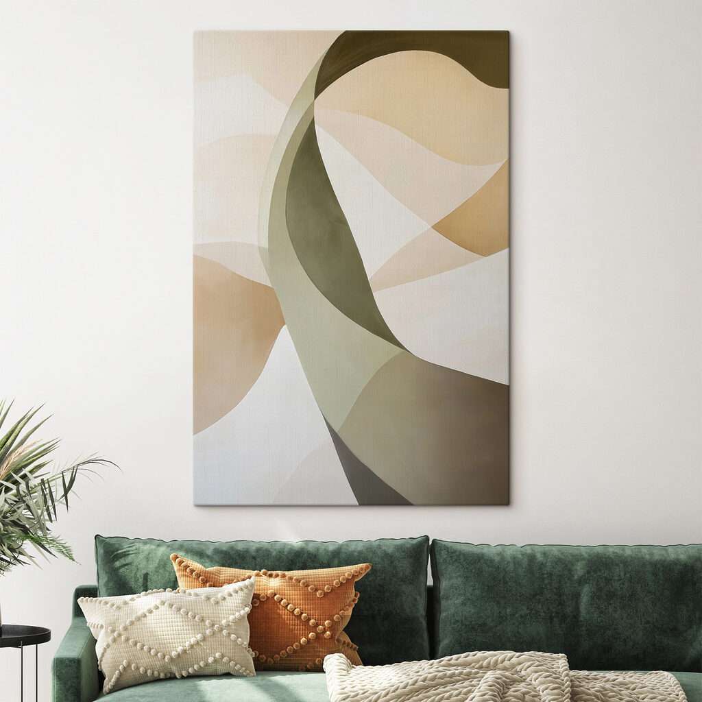 Gebogen banen in olijfgroen — interieur 1