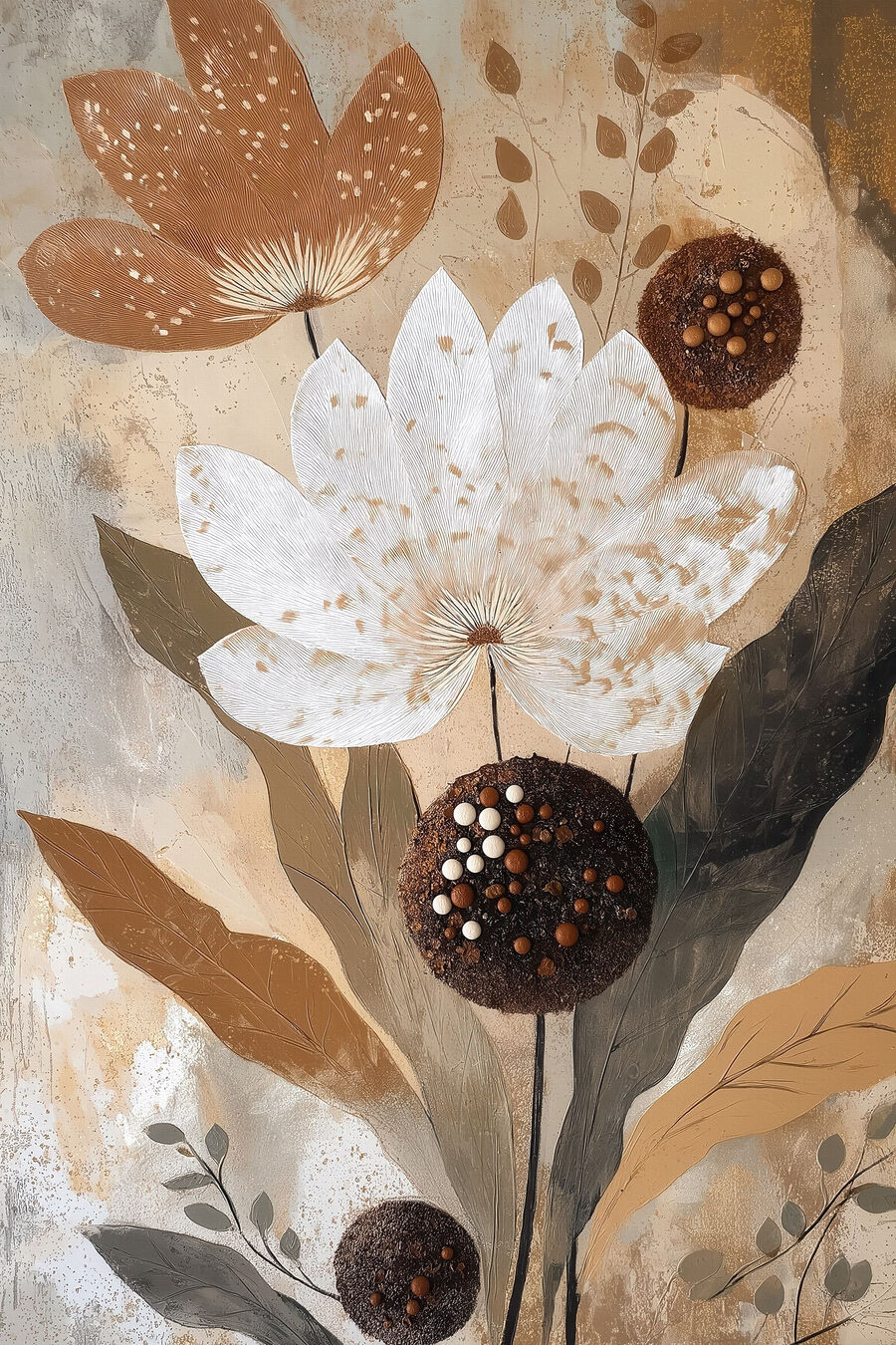 Bloemen met gestippelde harten — volledig ontwerp